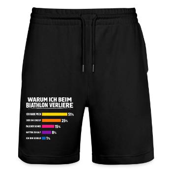 Biathlon Geschenk Für alle die verlieren - Stanley/Stella Unisex Bio Joggingshorts Trainer  - Schwarz - Vorne - Nik (191cm) & Marisol (170cm)