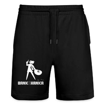 BANK A HANKA - white - - Stanley/Stella Unisex Bio Joggingshorts Trainer  - Schwarz - Vorne - Nik (191cm) & Marisol (170cm)