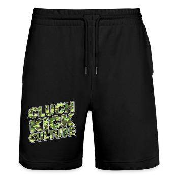 Clutch Kick Culture Camo Drift Design - Stanley/Stella Trainer Unisex Organic Jogging Shorts - black - Front - Nik (191cm) & Marisol (170cm)