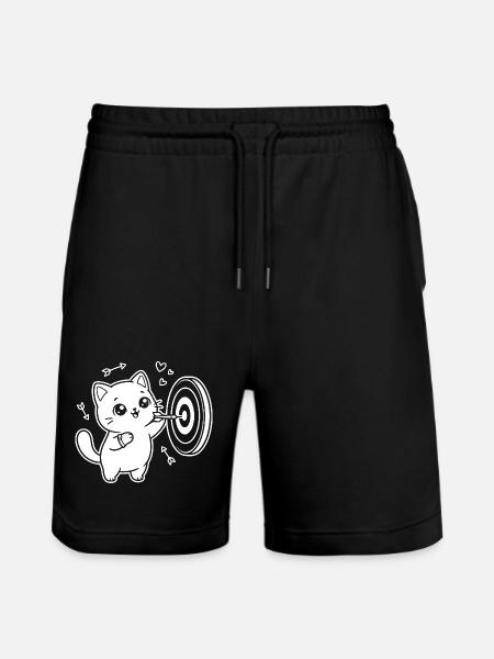 Kawaii Cat Darts Player - Stanley/Stella Trainer Unisex Organic Jogging Shorts - black