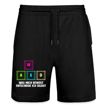 Zocken Computerspieler Zocker Gaming Gamer - Stanley/Stella Unisex Bio Joggingshorts Trainer  - Schwarz - Vorne - Nik (191cm) & Marisol (170cm)