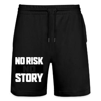 No Risk No Story - Stanley/Stella Unisex Bio Joggingshorts Trainer  - Schwarz - Vorne - Nik (191cm) & Marisol (170cm)