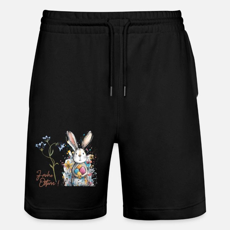 Osterhase mit bunten Eiern - Stanley/Stella Unisex Bio Joggingshorts Trainer  - Schwarz