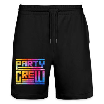 Rainbow Splash Party Schrift - Stanley/Stella Unisex Bio Joggingshorts Trainer  - Schwarz - Vorne - Nik (191cm) & Marisol (170cm)