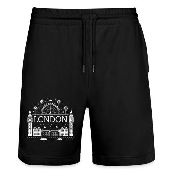 London Sparkle Skyline und Riesenrad - Stanley/Stella Unisex Bio Joggingshorts Trainer  - Schwarz - Vorne - Nik (191cm) & Marisol (170cm)