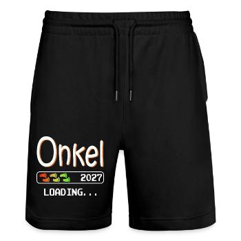 Uncle-to-be 2027 loading I'm going to be uncle - Stanley/Stella Trainer Unisex Organic Jogging Shorts - black - Front - Nik (191cm) & Marisol (170cm)