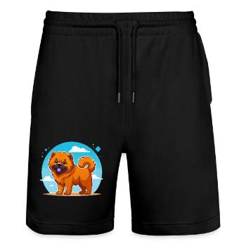 Chow-Chow (comic) - Stanley/Stella Trainer Unisex Organic Jogging Shorts - black - Front - Nik (191cm) & Marisol (170cm)