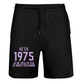 Né en 1975 – je monte en gamme - Short de jogging bio TRAINER Stanley/Stella unisexe - noir - Devant - Nik (191cm) & Marisol (170cm)