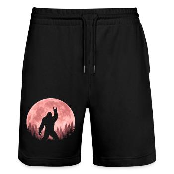 Bigfoot Rock On Sign Sasquatch Yeti Rock And Roll - Stanley/Stella Unisex Bio Joggingshorts Trainer  - Schwarz - Vorne - Nik (191cm) & Marisol (170cm)