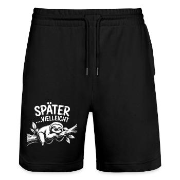 Später Vielleicht Sloth - Stanley/Stella Unisex Bio Joggingshorts Trainer  - Schwarz - Vorne - Nik (191cm) & Marisol (170cm)