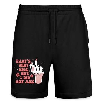 Sarcastic I Did Not Ask Feminist - Stanley/Stella Trainer Unisex Organic Jogging Shorts - black - Front - Nik (191cm) & Marisol (170cm)