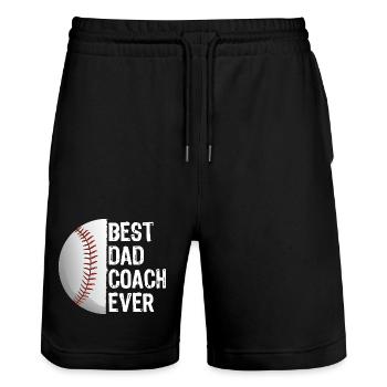 Best Dad Coach Ever Baseball Tee - Stanley/Stella Trainer Unisex Organic Jogging Shorts - black - Front - Nik (191cm) & Marisol (170cm)