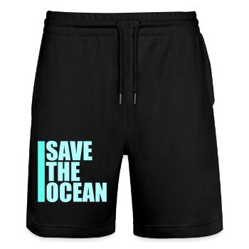 Save The Ocean Ocean Activism Environment Statement - Stanley/Stella Trainer Unisex Organic Jogging Shorts - black - Front - Nik (191cm) & Marisol (170cm)