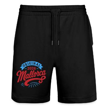 Malle 2026 Original 2026 Mallorca - Stanley/Stella Unisex Bio Joggingshorts Trainer  - Schwarz - Vorne - Nik (191cm) & Marisol (170cm)