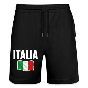 Italia Flagge Souvenir Design - Stanley/Stella Unisex Bio Joggingshorts Trainer  - Schwarz - Vorne - Nik (191cm) & Marisol (170cm)