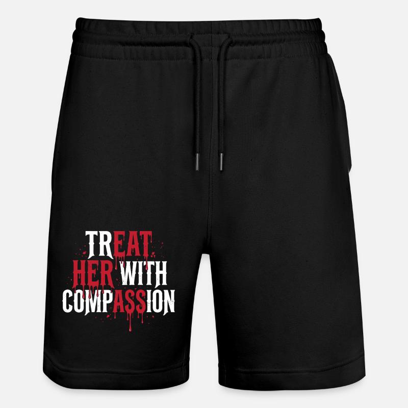 Behandle sie mit Mitgefühl - Stanley/Stella Unisex Bio Joggingshorts Trainer - Schwarz