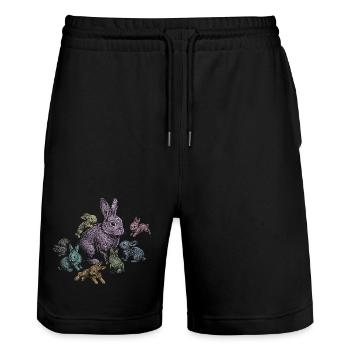 Rabbit - Stanley/Stella Trainer Unisex Organic Jogging Shorts - black - Front - Nik (191cm) & Marisol (170cm)