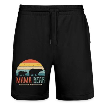 Mama Bear Sunset Family Silhouette - Stanley/Stella Trainer Unisex Organic Jogging Shorts - black - Front - Nik (191cm) & Marisol (170cm)