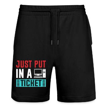 Just Put In A Ticket Graphic - Stanley/Stella Trainer Unisex Organic Jogging Shorts - black - Front - Nik (191cm) & Marisol (170cm)