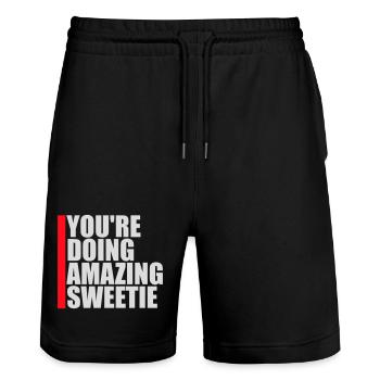 You're Doing Amazing Sweetie Funny Encouraging - Stanley/Stella Trainer Unisex Organic Jogging Shorts - black - Front - Nik (191cm) & Marisol (170cm)