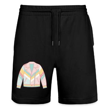 Diagonale pastellfarbene Schleifenjacke - Stanley/Stella Unisex Bio Joggingshorts Trainer  - Schwarz - Vorne - Nik (191cm) & Marisol (170cm)