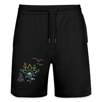 Sunset - Stanley/Stella Trainer Unisex Organic Jogging Shorts - black - Front - Nik (191cm) & Marisol (170cm)