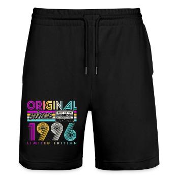  1996 Jahrgang Vintage Geburtstag Geschenk Retro - Stanley/Stella Unisex Bio Joggingshorts Trainer  - Schwarz - Vorne - Nik (191cm) & Marisol (170cm)