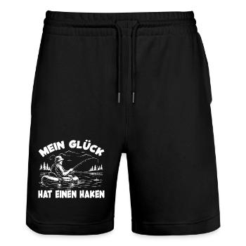 Angler Spruch - Stanley/Stella Unisex Bio Joggingshorts Trainer  - Schwarz - Vorne - Nik (191cm) & Marisol (170cm)