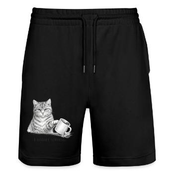 I Regret Nothing Funny Cat Sketch - Stanley/Stella Trainer Unisex Organic Jogging Shorts - black - Front - Nik (191cm) & Marisol (170cm)