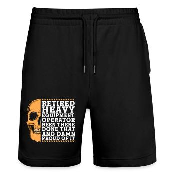 Construction site excavator driver excavation - Stanley/Stella Trainer Unisex Organic Jogging Shorts - black - Front - Nik (191cm) & Marisol (170cm)