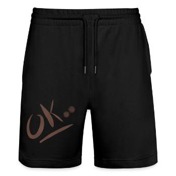 Ok Akzent Erdige Pinselkunst - Stanley/Stella Unisex Bio Joggingshorts Trainer  - Schwarz - Vorne - Nik (191cm) & Marisol (170cm)