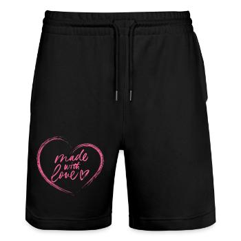 Made with Love Brush Heart - Stanley/Stella Trainer Unisex Organic Jogging Shorts - black - Front - Nik (191cm) & Marisol (170cm)