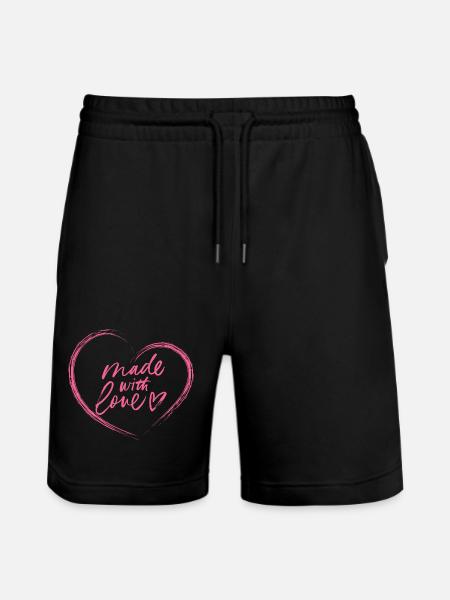 Made with Love Brush Heart - Stanley/Stella Trainer Unisex Organic Jogging Shorts - black