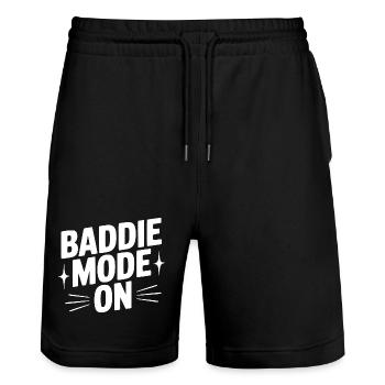 Bösewicht-Modus an - Stanley/Stella Unisex Bio Joggingshorts Trainer  - Schwarz - Vorne - Nik (191cm) & Marisol (170cm)