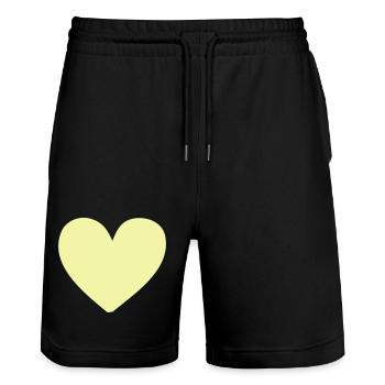 Imprimé de vêtements jaune cœur pastel - Short de jogging bio TRAINER Stanley/Stella unisexe - noir - Devant - Nik (191cm) & Marisol (170cm)