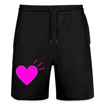 Cœur rose vif | Graphique Modern Love - Short de jogging bio TRAINER Stanley/Stella unisexe - noir - Devant - Nik (191cm) & Marisol (170cm)