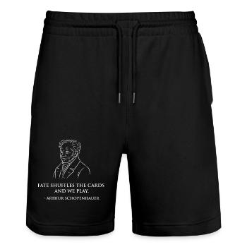 Arthur Schopenhauer Porträt - Stanley/Stella Unisex Bio Joggingshorts Trainer  - Schwarz - Vorne - Nik (191cm) & Marisol (170cm)