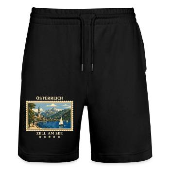 Österreich Zell am See Vintage Reisemarke - Stanley/Stella Unisex Bio Joggingshorts Trainer  - Schwarz - Vorne - Nik (191cm) & Marisol (170cm)
