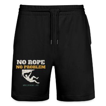 No Rope No Problem - Stanley/Stella Trainer Unisex Organic Jogging Shorts - black - Front - Nik (191cm) & Marisol (170cm)