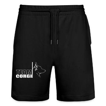 TEAM Corgi Chien Chien Wilsigns - Short de jogging bio TRAINER Stanley/Stella unisexe - noir - Devant - Nik (191cm) & Marisol (170cm)