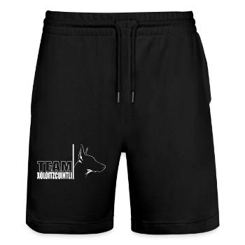TEAM Xoloitzcuintli Dog Dog Wilsigns - Stanley/Stella Trainer Unisex Organic Jogging Shorts - black - Front - Nik (191cm) & Marisol (170cm)