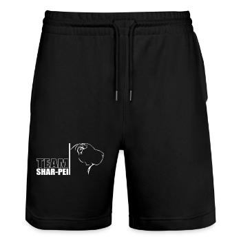 TEAM Shar Pei Hunde Hund Wilsigns - Stanley/Stella Unisex Bio Joggingshorts Trainer  - Schwarz - Vorne - Nik (191cm) & Marisol (170cm)
