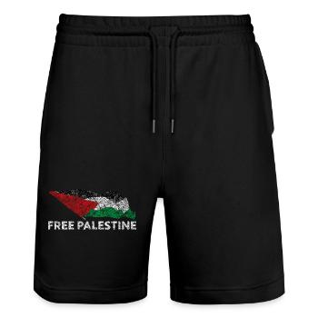 Free Palestine - Stanley/Stella Trainer Unisex Organic Jogging Shorts - black - Front - Nik (191cm) & Marisol (170cm)