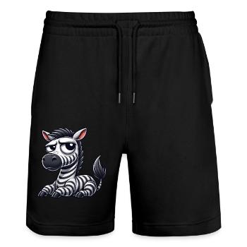 Zebra Cartoon lustiger Stier Comic - Stanley/Stella Unisex Bio Joggingshorts Trainer  - Schwarz - Vorne - Nik (191cm) & Marisol (170cm)