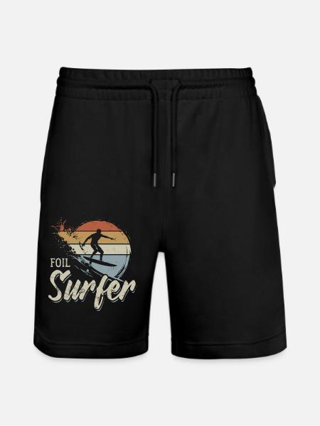 Foil Surfer - Wave - Surfer - Gift - Stanley/Stella Trainer Unisex Organic Jogging Shorts - black