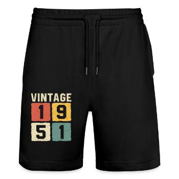 Vintage 1951 retro t-shirt 1951 - Stanley/Stella Trainer Unisex Organic Jogging Shorts - black - Front - Nik (191cm) & Marisol (170cm)