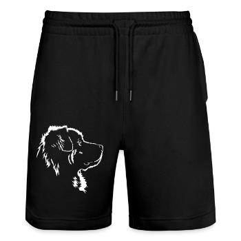 Leonberger Silhouette Hunde Hund Wilsigns - Stanley/Stella Unisex Bio Joggingshorts Trainer  - Schwarz - Vorne - Nik (191cm) & Marisol (170cm)