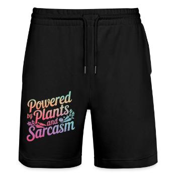Vegetarian Vegan Veggie Vegetarian - Stanley/Stella Trainer Unisex Organic Jogging Shorts - black - Front - Nik (191cm) & Marisol (170cm)