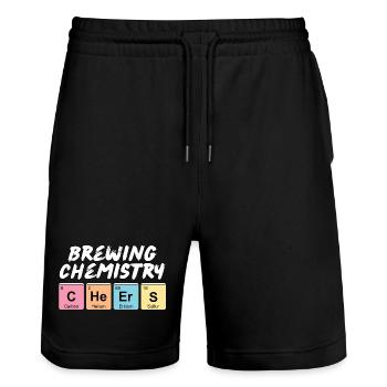 Inscription amusante avec les noms des éléments chimiques - Short de jogging bio TRAINER Stanley/Stella unisexe - noir - Devant - Nik (191cm) & Marisol (170cm)