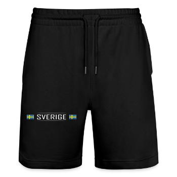 Sverige Land Schweden Skandinavien Urlaub - Stanley/Stella Unisex Bio Joggingshorts Trainer  - Schwarz - Vorne - Nik (191cm) & Marisol (170cm)